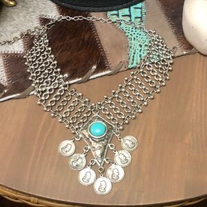Silver and Turquoise Statement Necklace